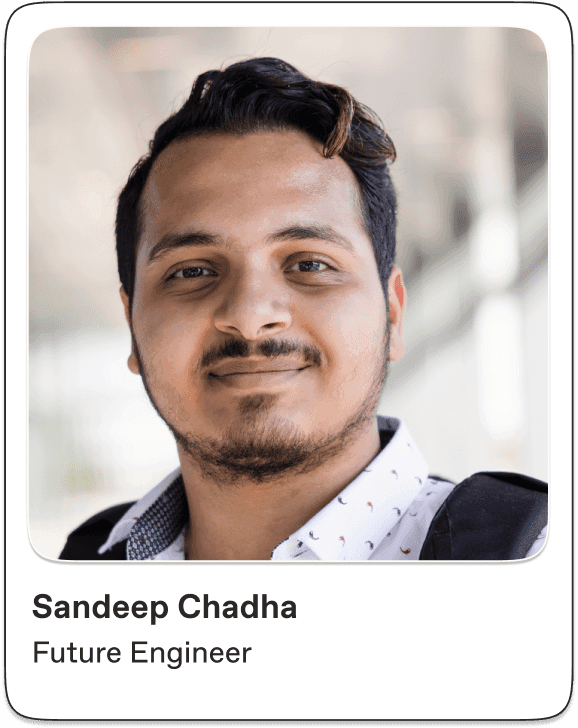 Engineering student Sandeep Chadha smiling