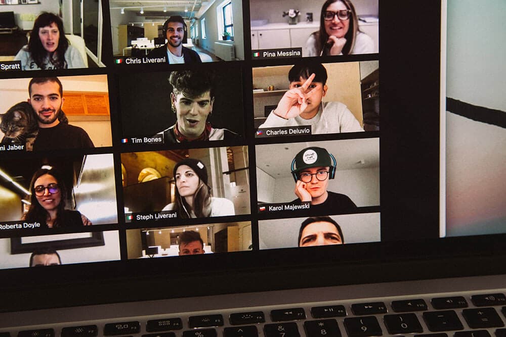 computing screen with virtual meeting in progress
