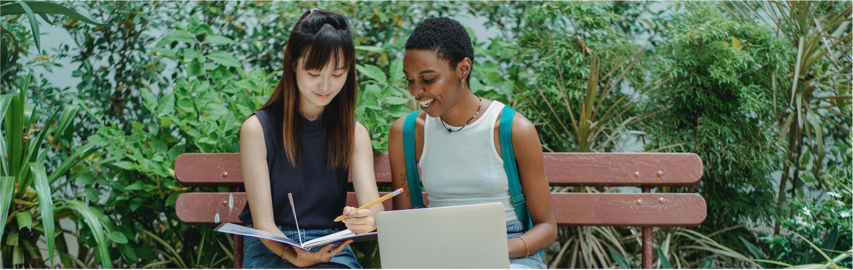 students sitting on the bench