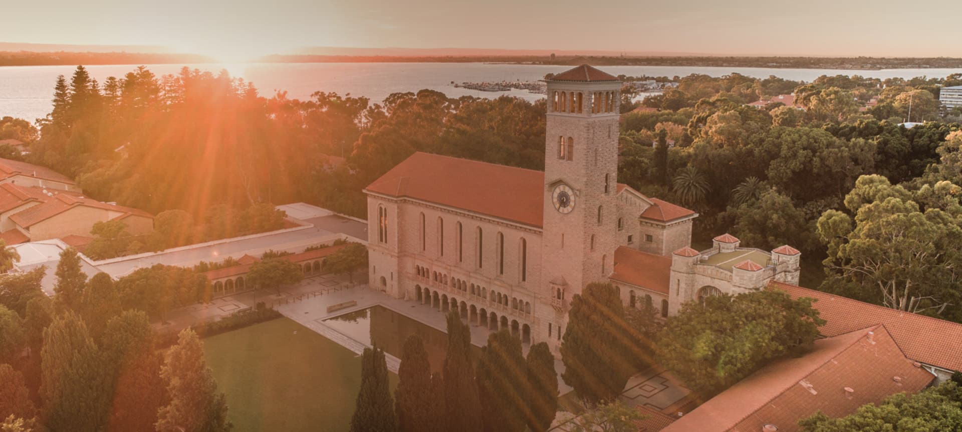 University of Western Australia campus at sunset