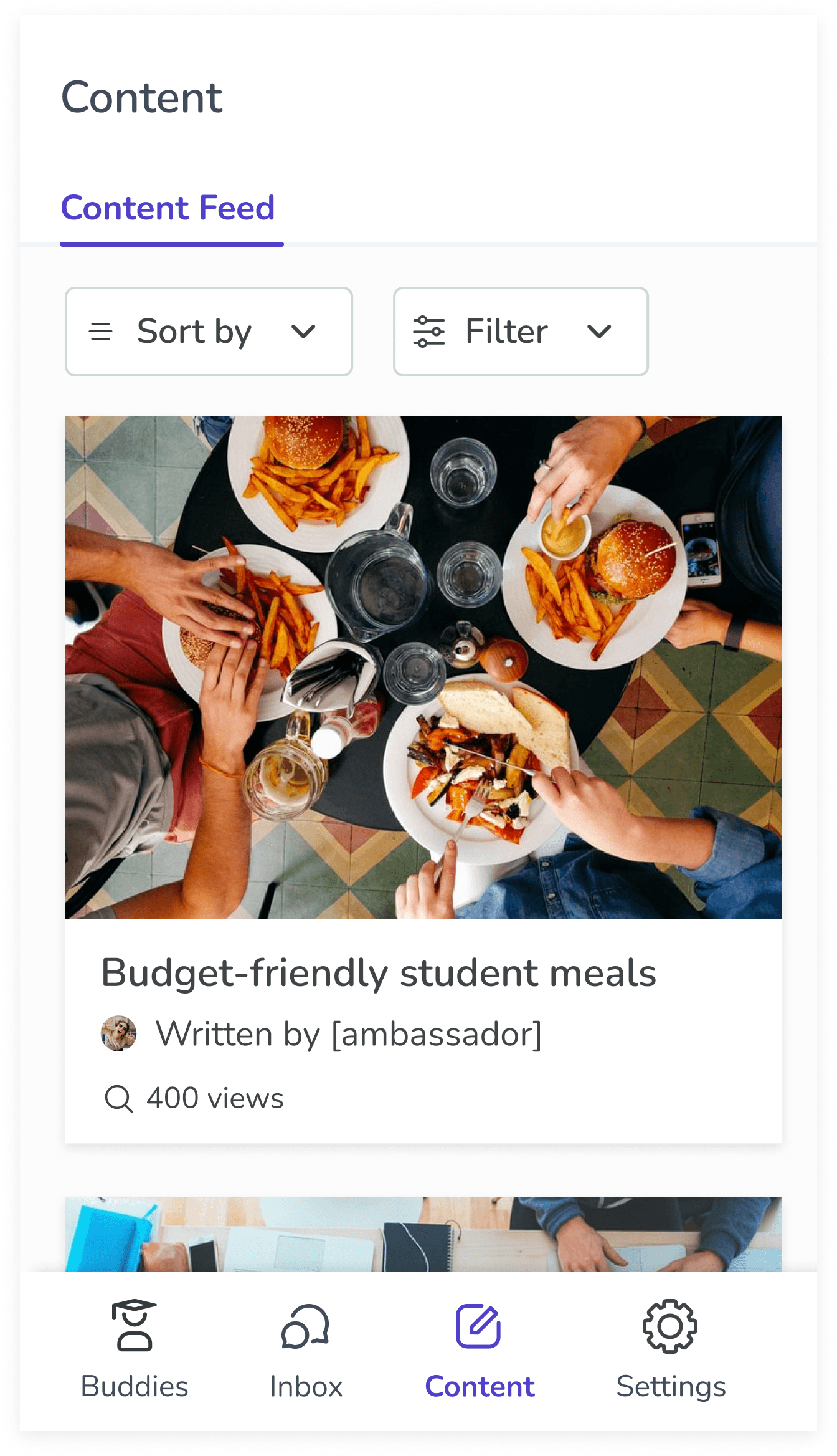 Unibuddy - Premium Plus - Prospect View of Content Screenshot