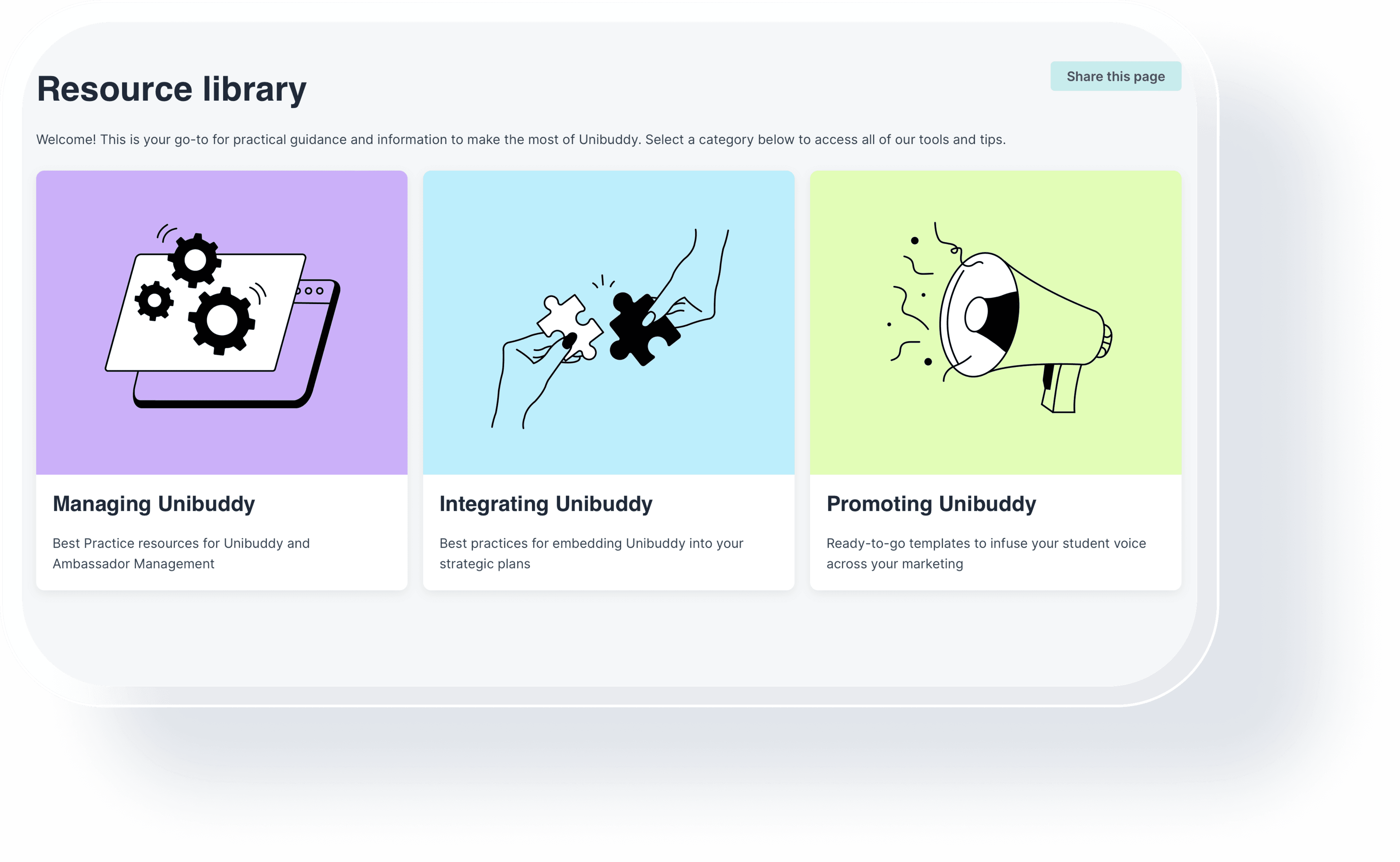 Resource Library available in the University Dashboard