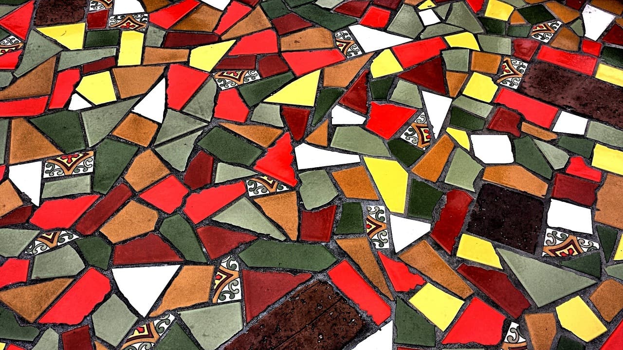 ceramic mosaic of different colours