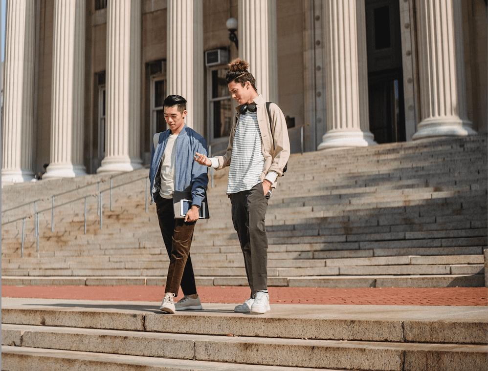 students on steps