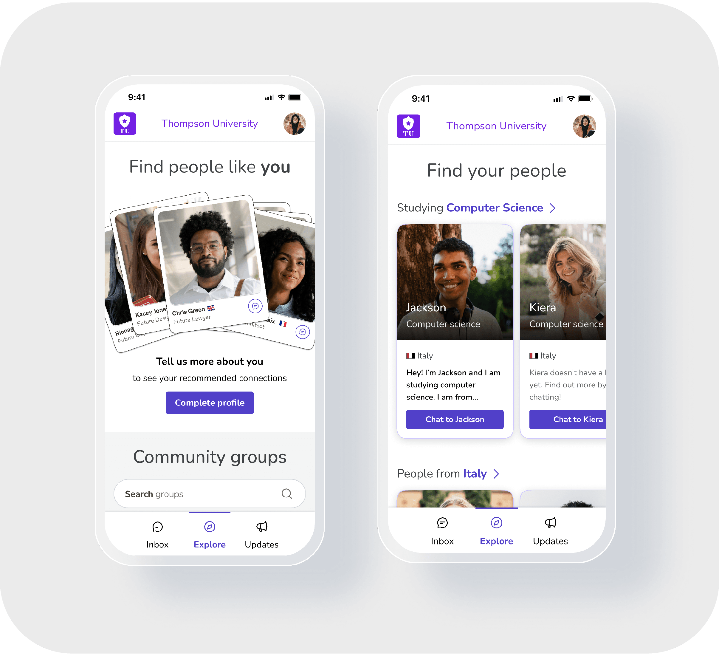Visual showing student matching on Unibuddy