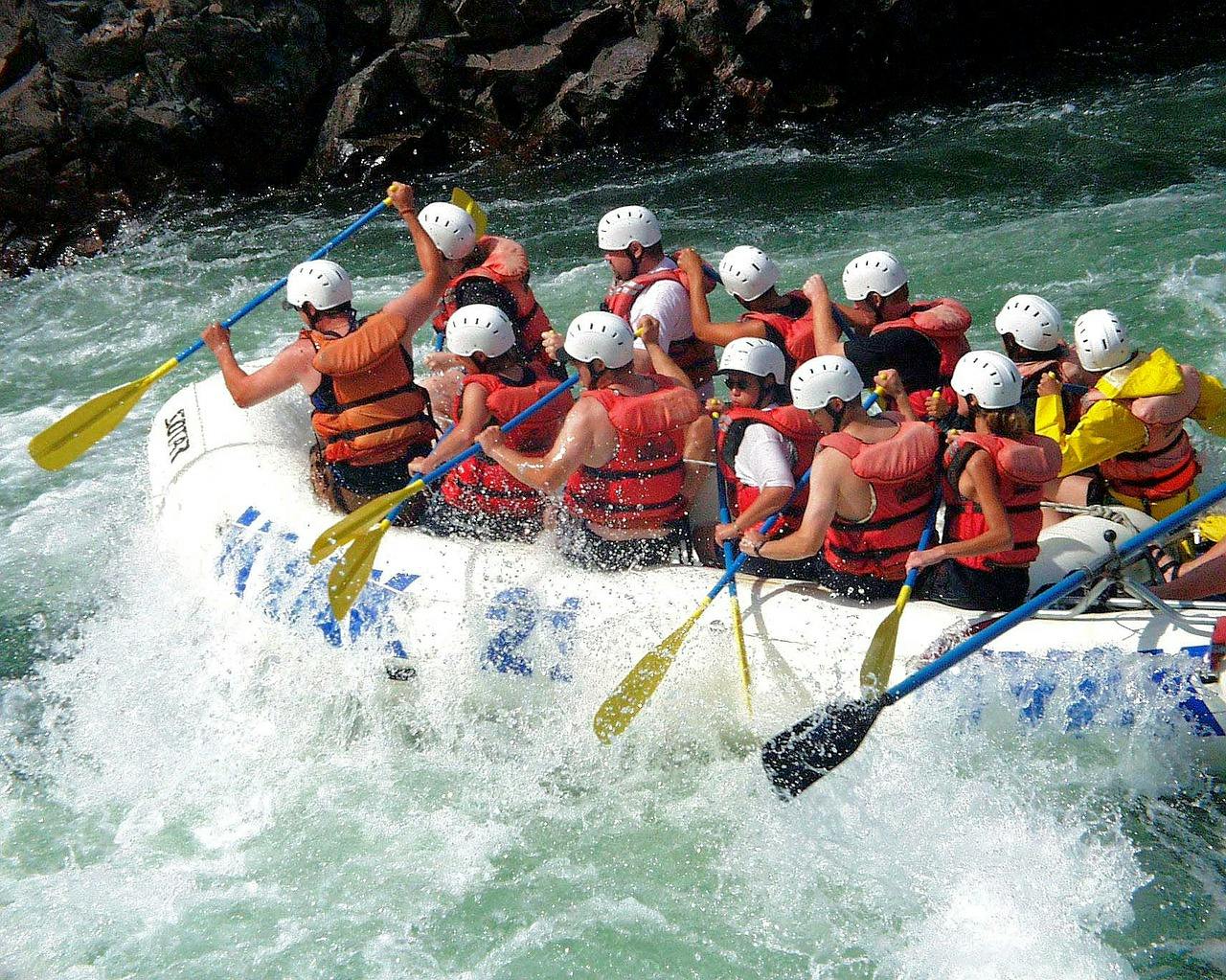 group whitewater rafting on Fraser River in British Columbia, Canada