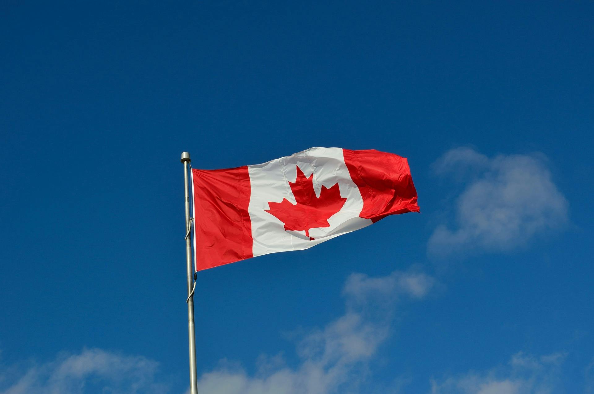 canada flag flying on pole under blue sky